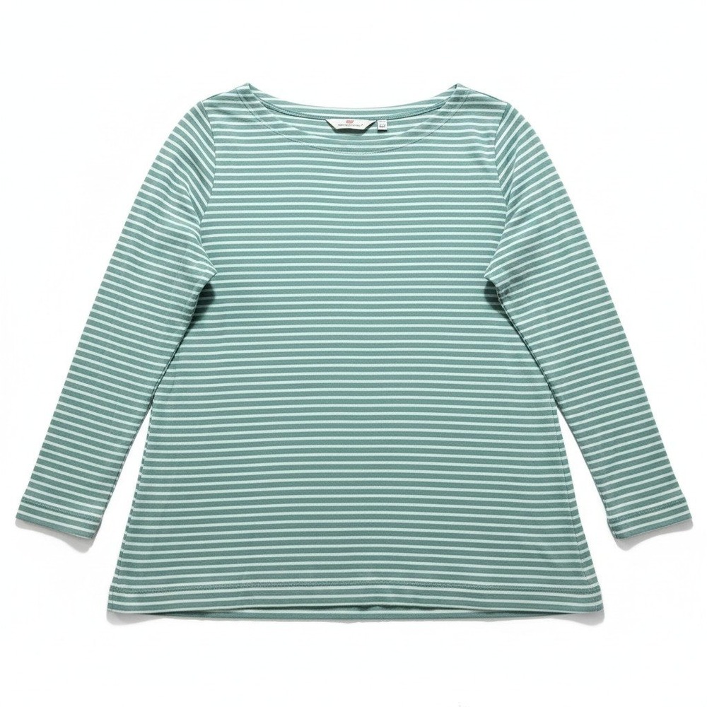 Vineyard Vines Womens XXL Green Striped Long Sleeve T-Shirt Preppy Coastal